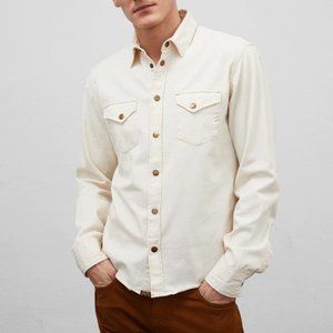 Billy Reid Shoals Cotton Twill Western Denim Shirt (Natural/Cream) Small $195